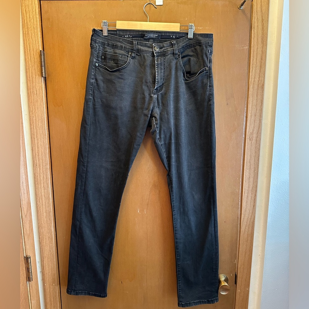 Liverpool Men's Dark Gray Straight Jeans